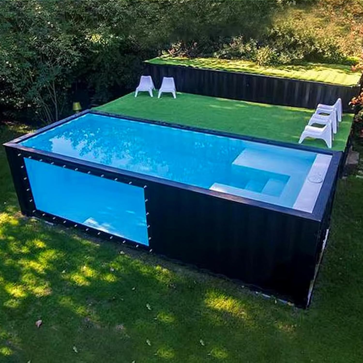 Backyard Swimming Pool, Above Ground Fiberglass Pool with Steel Frame – Outdoor Leisure Pool for Summer Relaxation