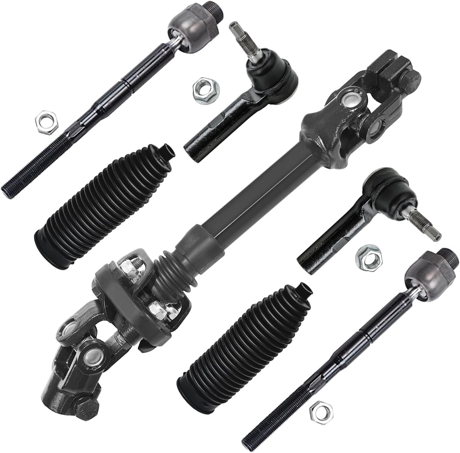 7pc Lower Intermediate Steering Shaft Inner Outer Tie Rods Suspension Kit