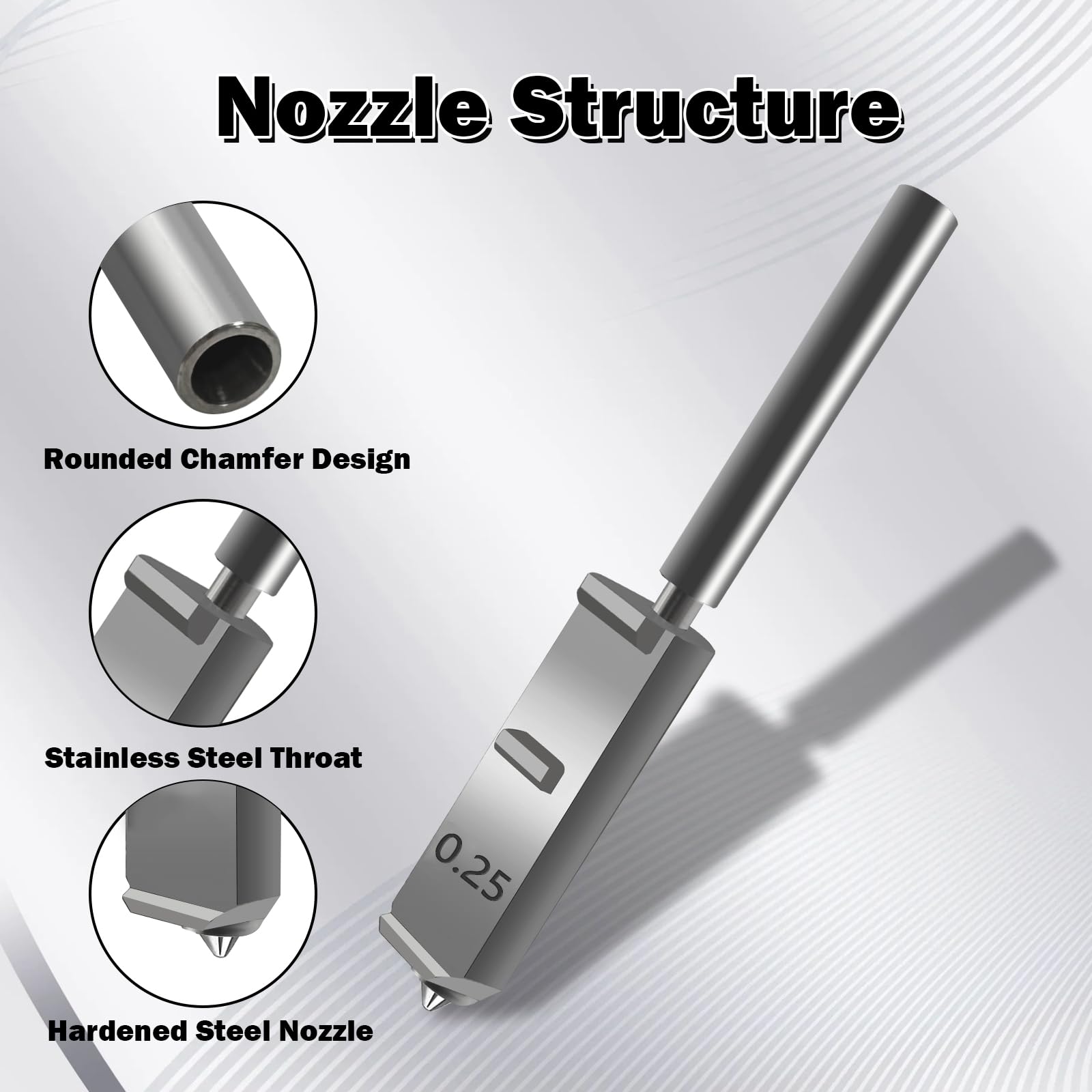 2 Stück 0.25 mm Kobra S1 Max Düsen aus gehärtetem Stahl Schnellwechsel integrierter Düse Extruder Druckkopf Set mit 2 Silikon-Schutzhüllen für Anycubic Kobra S1 Max 3D Drucker Zubehör