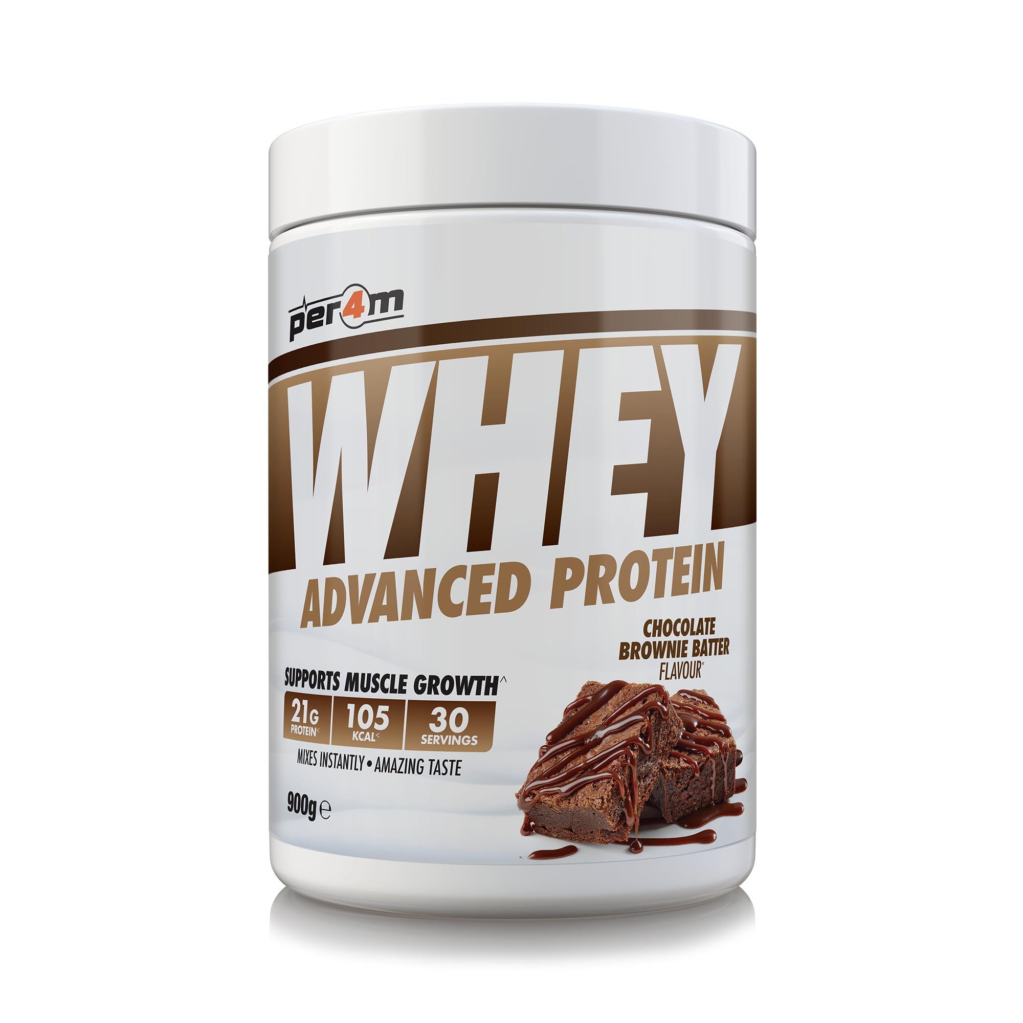 Whey Protein Powder | High Protein Shake for Muscle Growth & Recovery | Low Sugar Gym Supplement | Sports Nutrition Drink + Amino Acids (900g, Chocolate Brownie Batter)