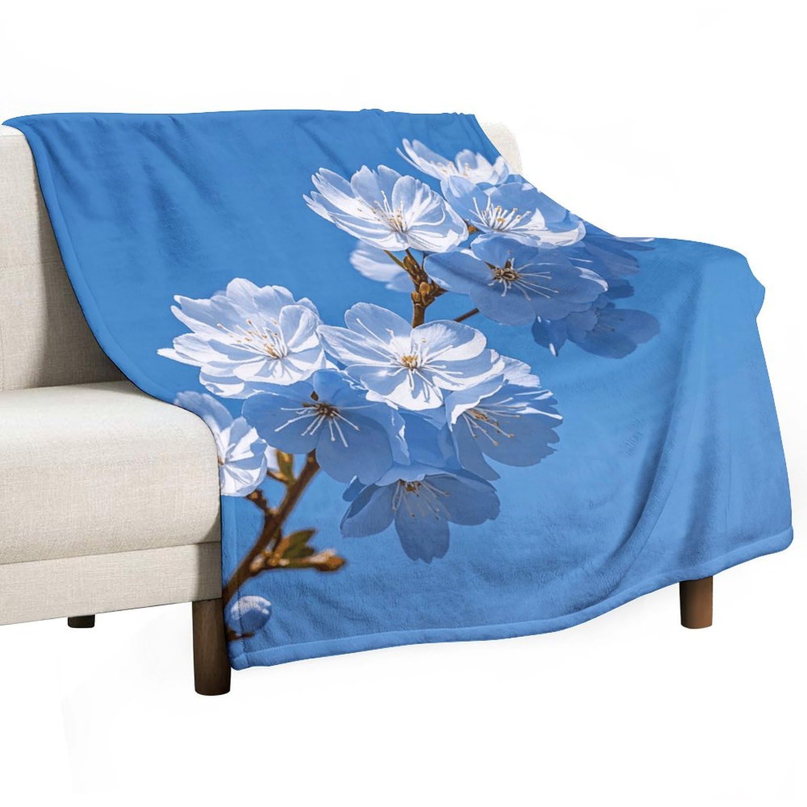 Plaid en molleton doux bleu pêche pour vos soirées sur le canapé