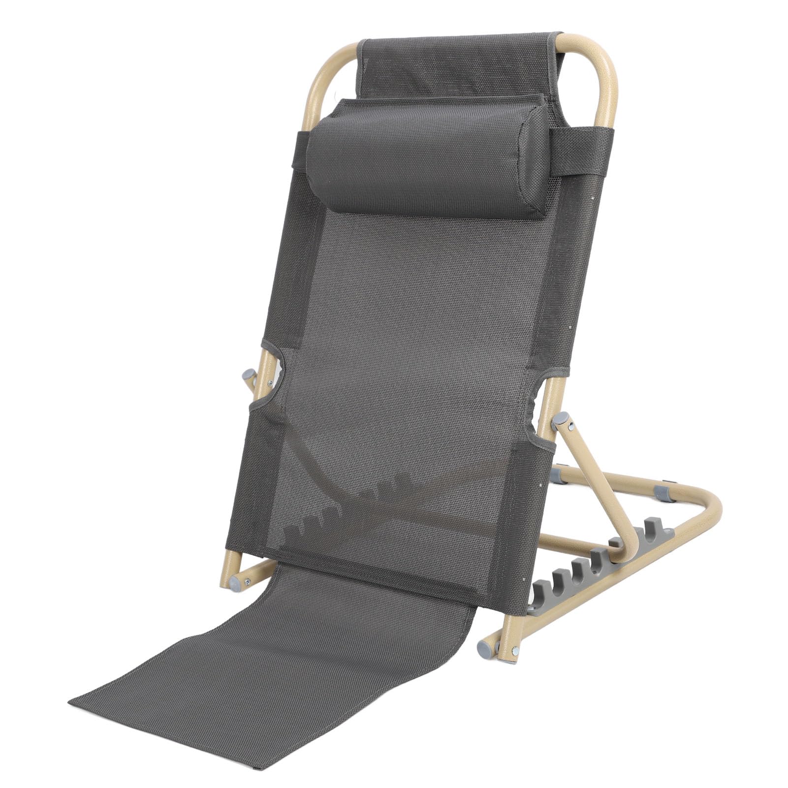Respaldo de cama elevable con 6 posiciones, ajustable, plegable, para personas con discapacidad, tamaño L (grande), color gris.