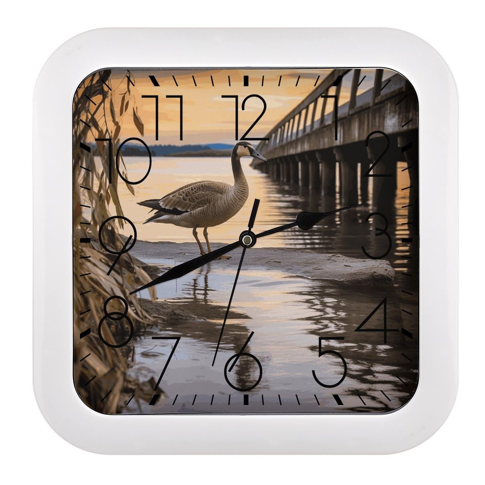 Horloge murale vintage oie sauvage carrée sans tic-tac résout le bruit au bureau