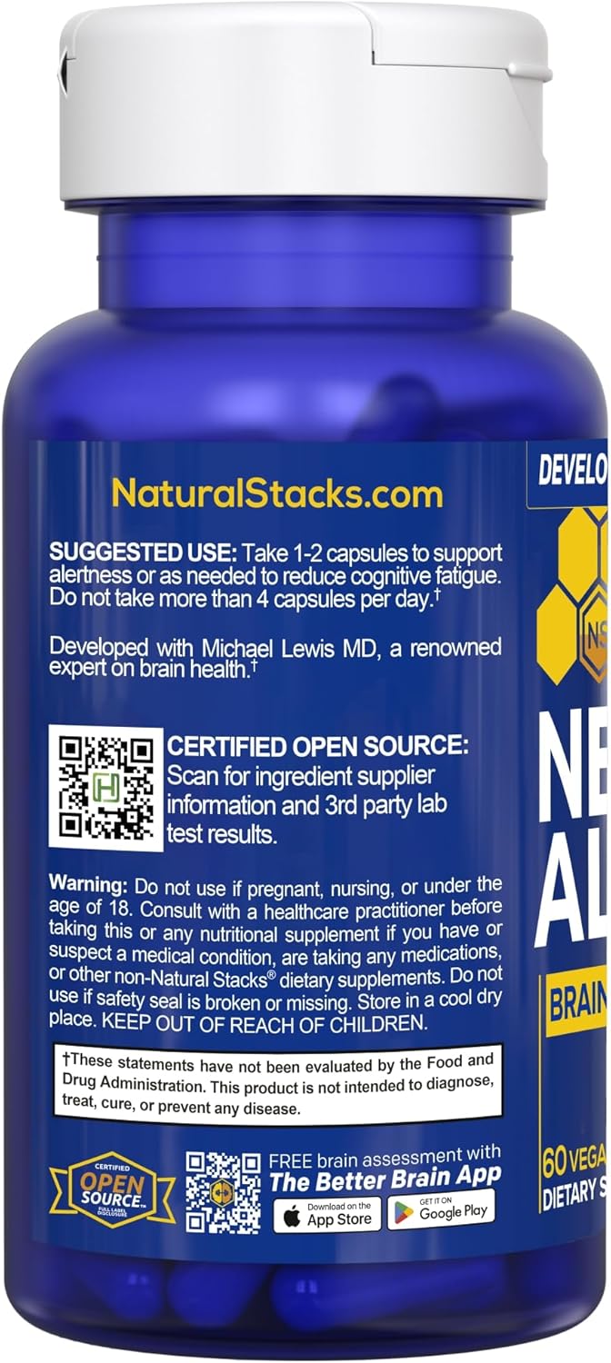 NATURAL STACKS NeuroAlert - 200mg Paraxanthine Energy Supplement - Caffeine Free Focus w/ 500mg L-Tyrosine & 100mg L-Theanine - 10mg NADH for Cellular Energy Support - 60 Paraxanthine Capsules - Image 6