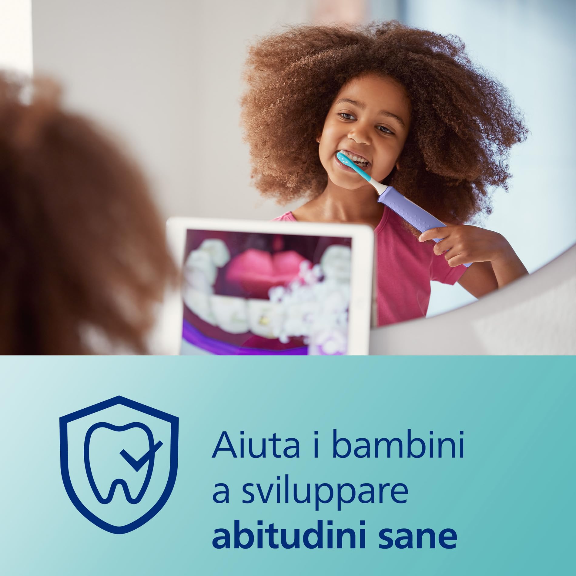 Philips Sonicare For Kids - Spazzolino elettrico sonico con app, studiato per bambini dai 3 anni in su con SmarTimer e QuadPacer per una pulizia profonda, viola, modello HX6322/12