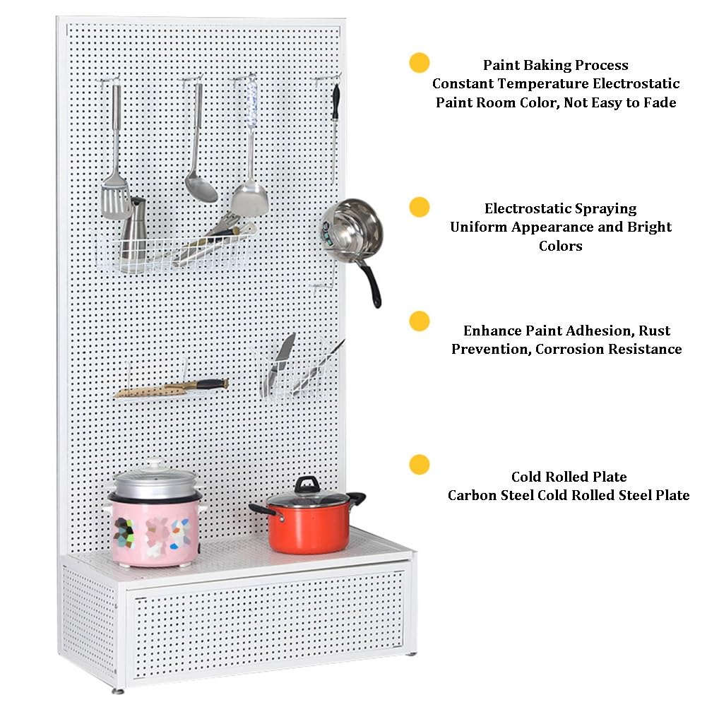 Pannello forato versatile in metallo per cucina, ufficio, bagno e camera da letto, include ganci, elegante, nero, 60 x 30 x 150 cm, soluzione di archiviazione