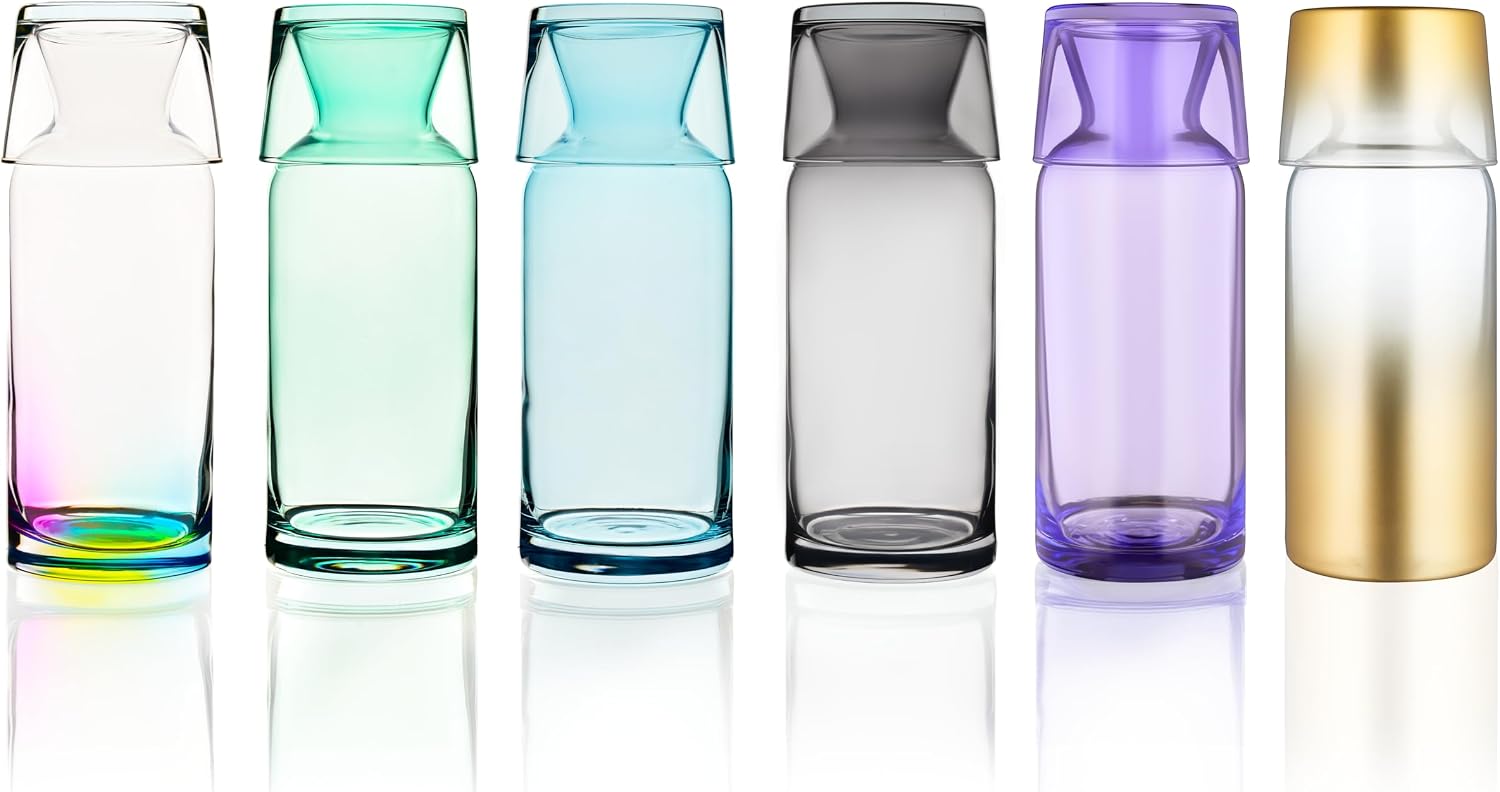 Bedside Water Carafe and Glass Set, 23.6 Oz - Water Decanter Bedside with Glass - Nightstand Water Carafe and Glass - Mouthwash Carafe (Cobalt Violet)