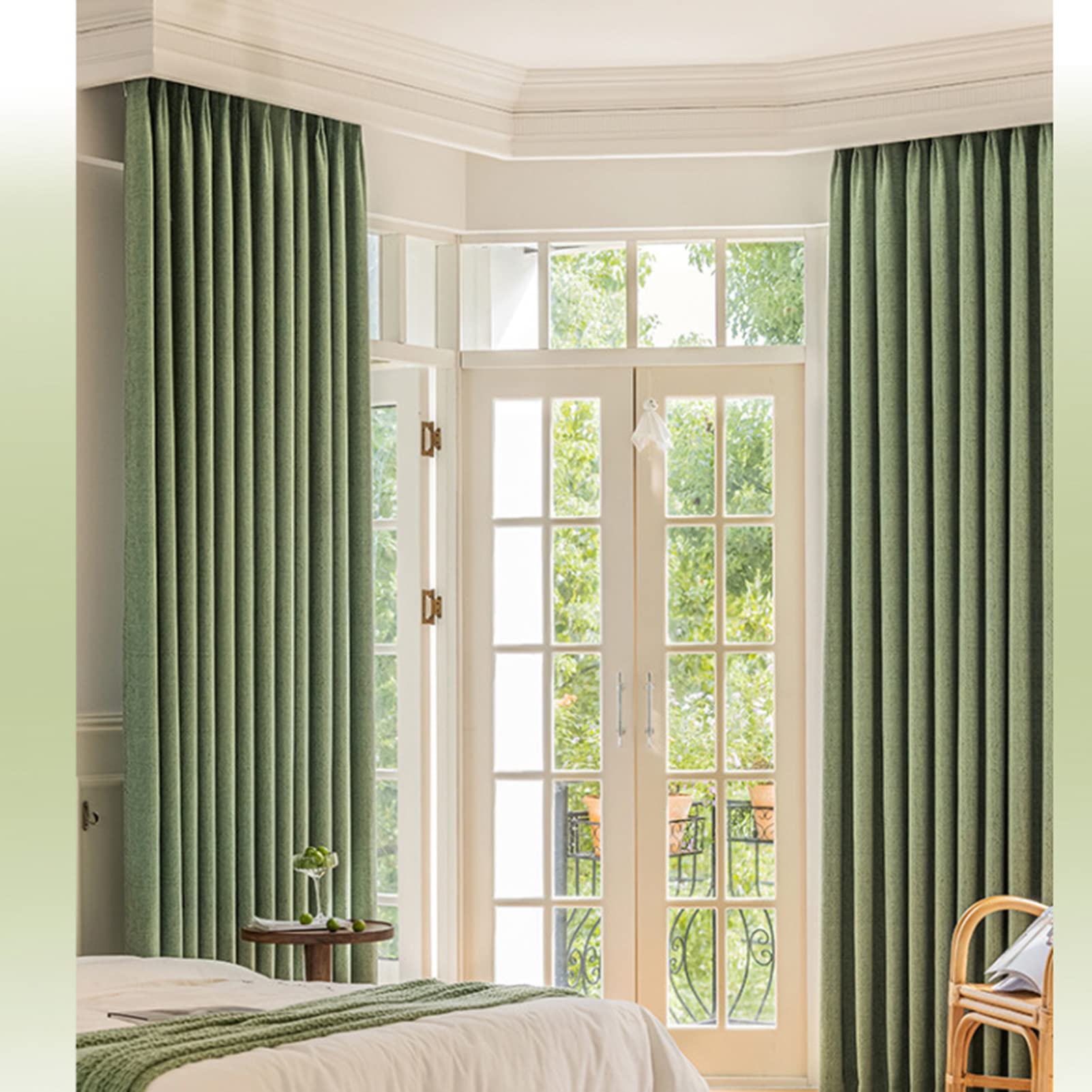 Bagaille CURTAIN ★ GREEN Cortinas de chenille de luxo, cortinas resistentes com isolamento