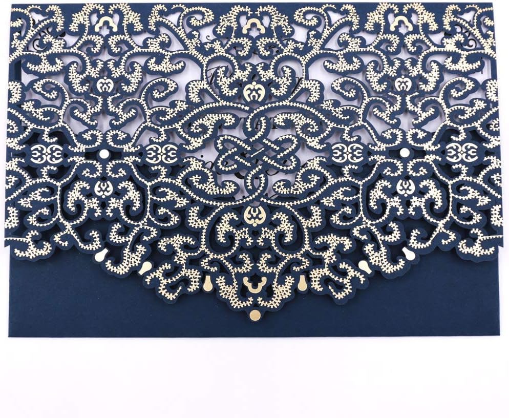 Laser Cut Invitations 50 Packs Eleva Lace Favor Laser Cut Wedding Invitations Card Kit with Blank Printable Paper and Envelopes for Wedding,Birthday Parties,Baby Shower