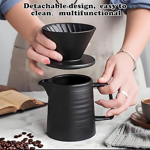 Miniatura 2 de Cafetera vertida, 17 onzas, gotero de cerámica que retiene el calor con 50 filtros de café de papel para el día del padre, Navidad, cafetera de