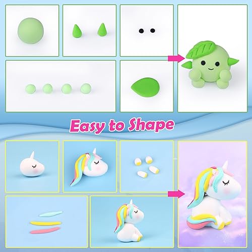 Miniatura 4 de ESSENSON Arcilla seca al aire  Arcilla mágica de modelado de 80 colores, el mejor regalo para niños y niñas de 3 a 12 años de edad, moldeo de