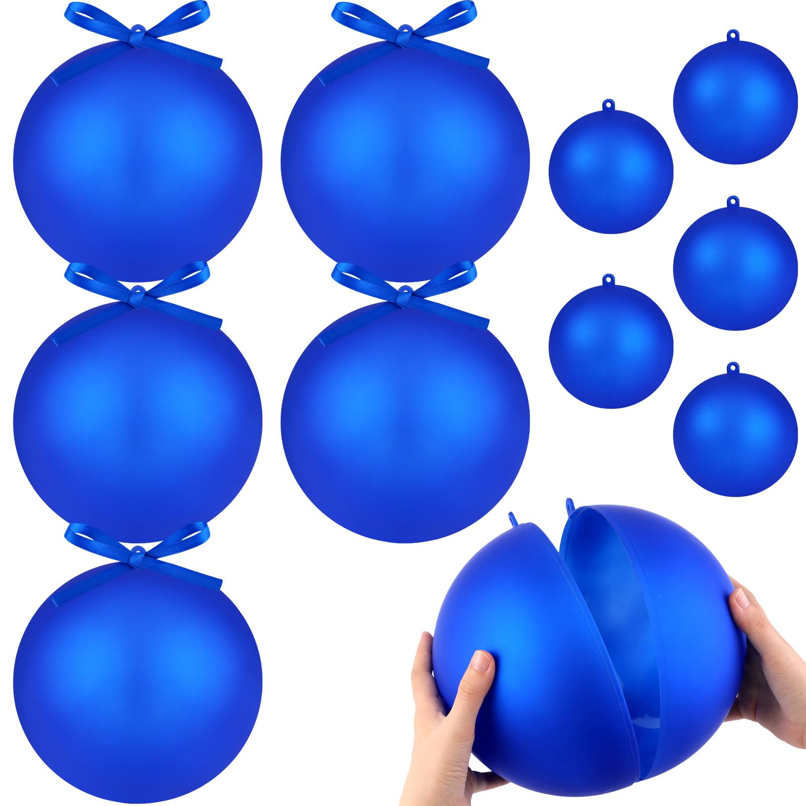 Karenhi 10 Pcs Extra Large Shiny Christmas Ball Ornaments Oversized Xmas Tree Ornaments Fillable Big Giant Jumbo Plastic Holiday Hanging Gift Box Decor for Indoor Outdoor Outside Lawn Yard(Blue)