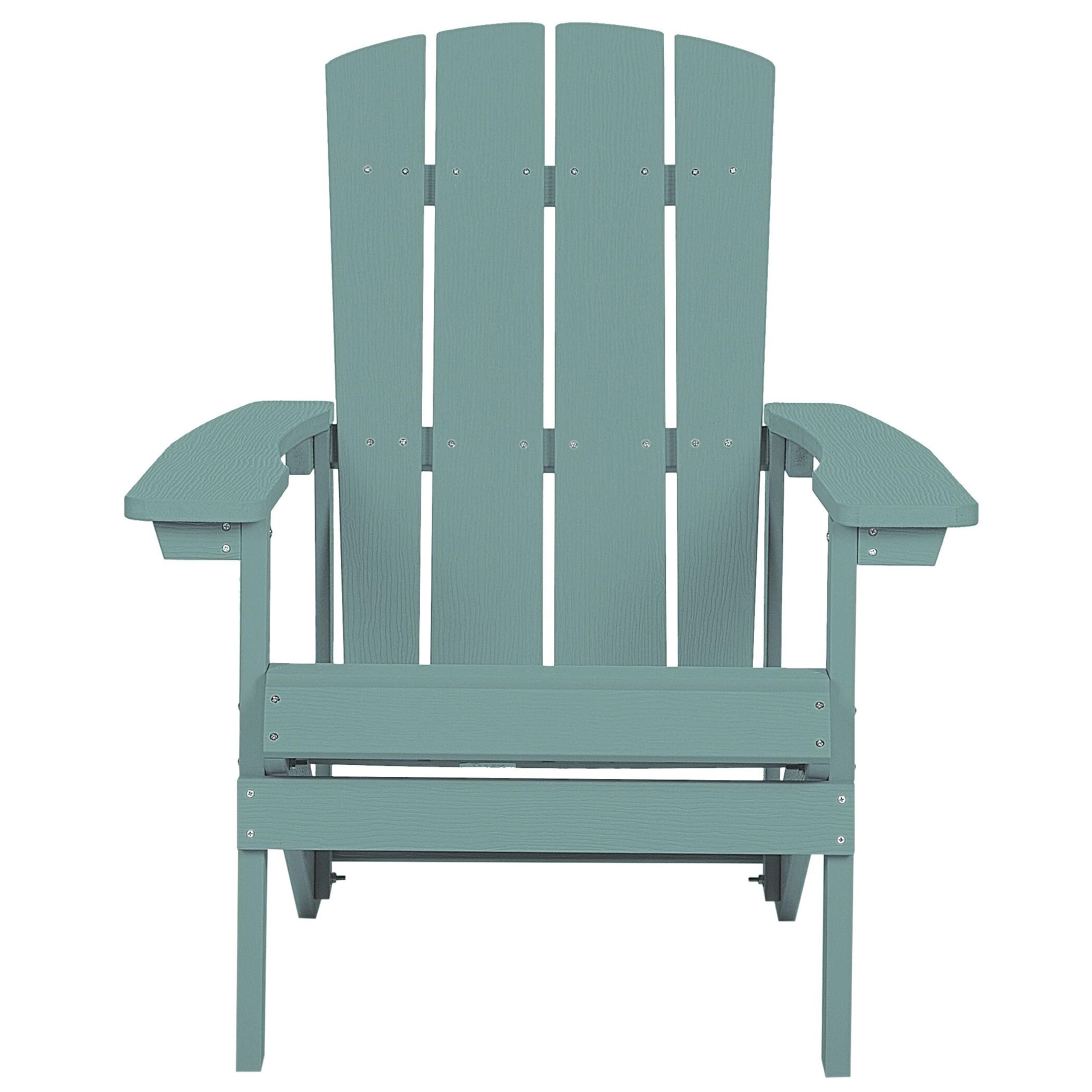 Beliani Silla de jardín Verde Turquesa de Madera sintética con reposapiés Resistente a la Intemperie Estilo Moderno Adirondack