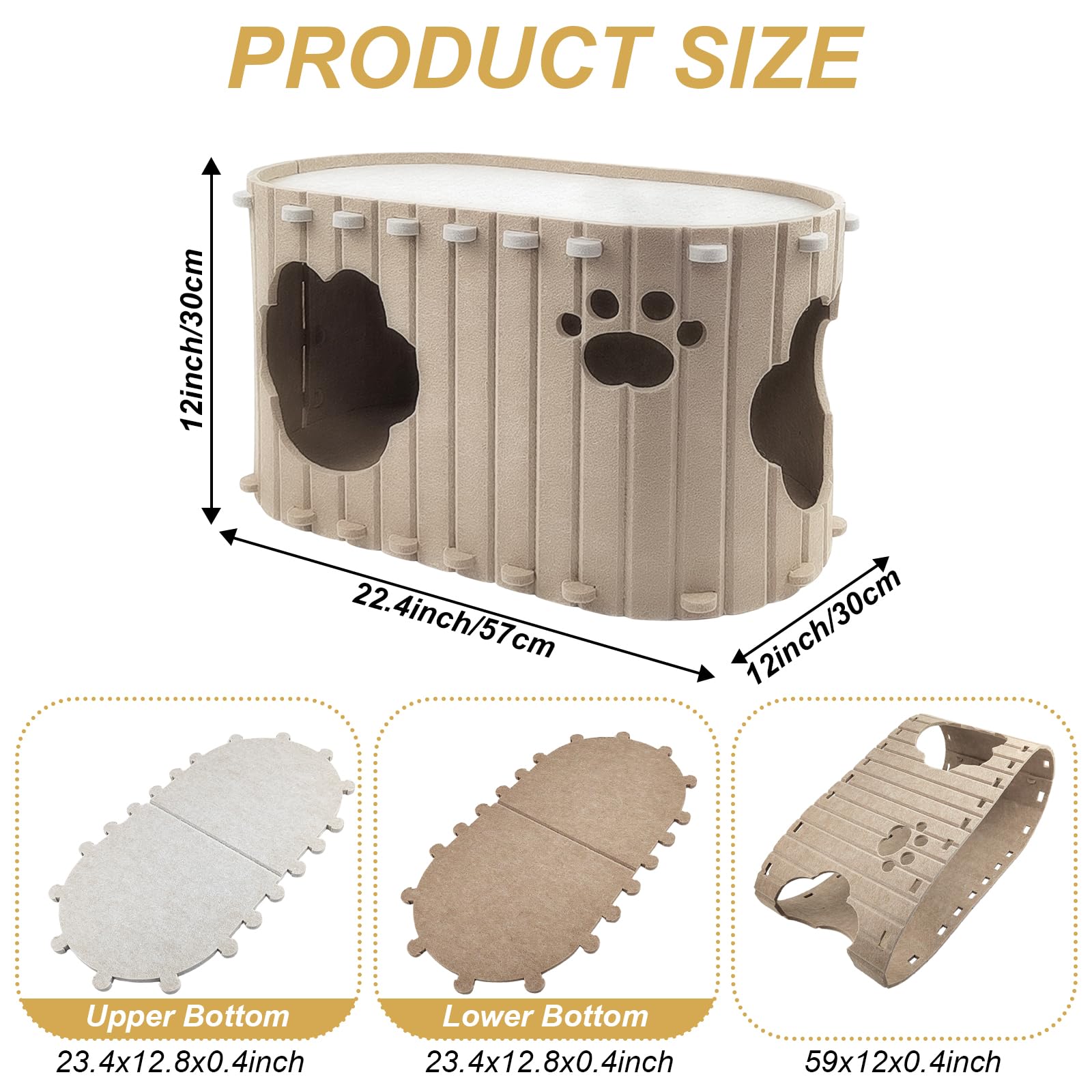 Cat Cave Cat House for Indoor Cats, Covered Cats Cave Beds & Furniture, Cat Bed Cave for Multiple Cats Up to 22 Lbs, Scratch Resistant Breathable Foldable Cats Cave Beds/Hideaway/Cubes