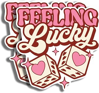 Feeling Lucky Gambling Dice Stickers - Roll The Dice Gambler Stickers - 5" On Longest Side - 2 Pack - High Adhesive Tack - Bumper Stickers for Cars, Truck, SUV - Made in USA - PLS055
