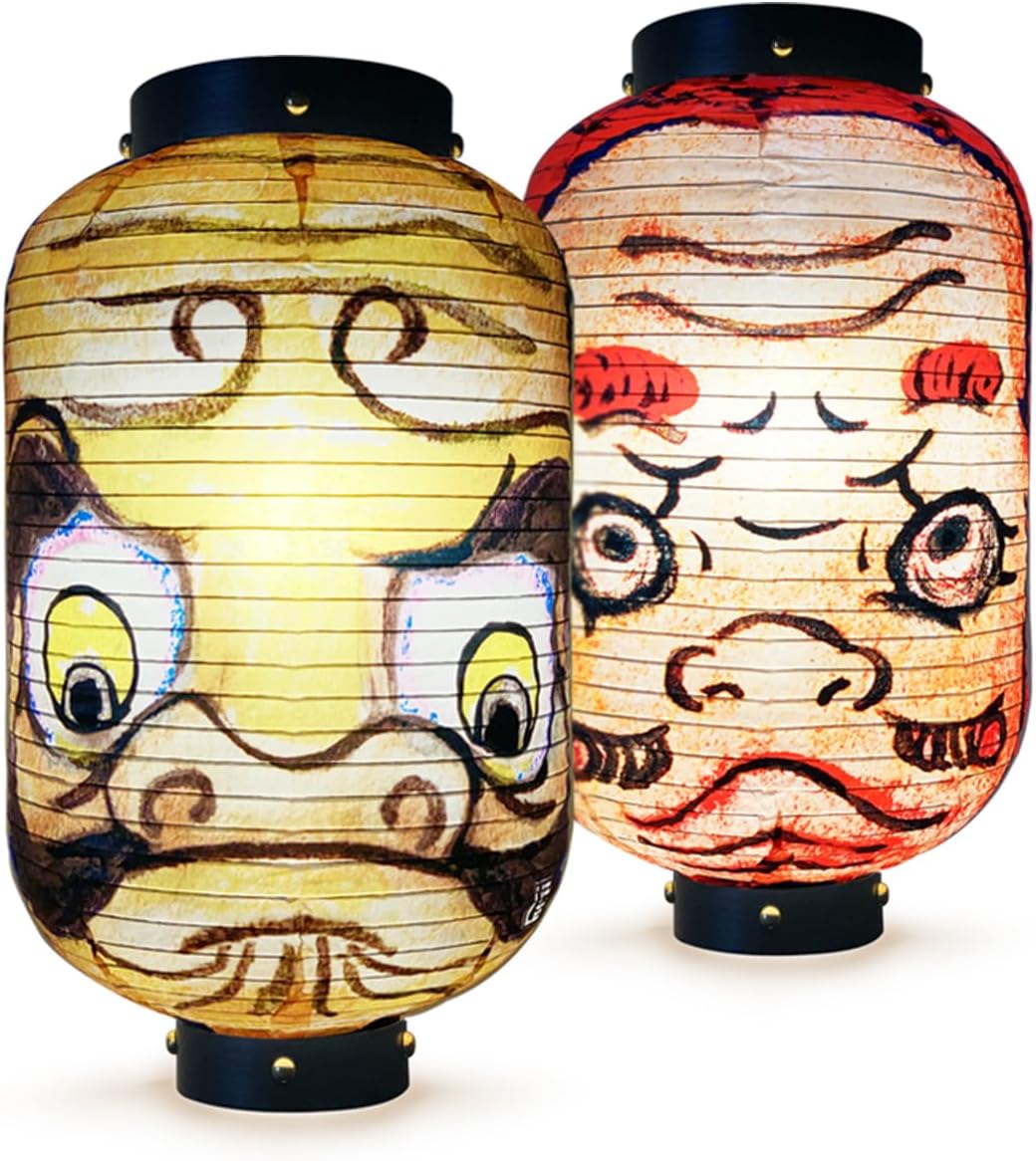 Japanese Style, Indoor Paper Lanterns，Hanging Decoration of izakaya，Can be Folded ，Handmade, Original Design ，Accept Customization，Monster Mask Patterns (B)