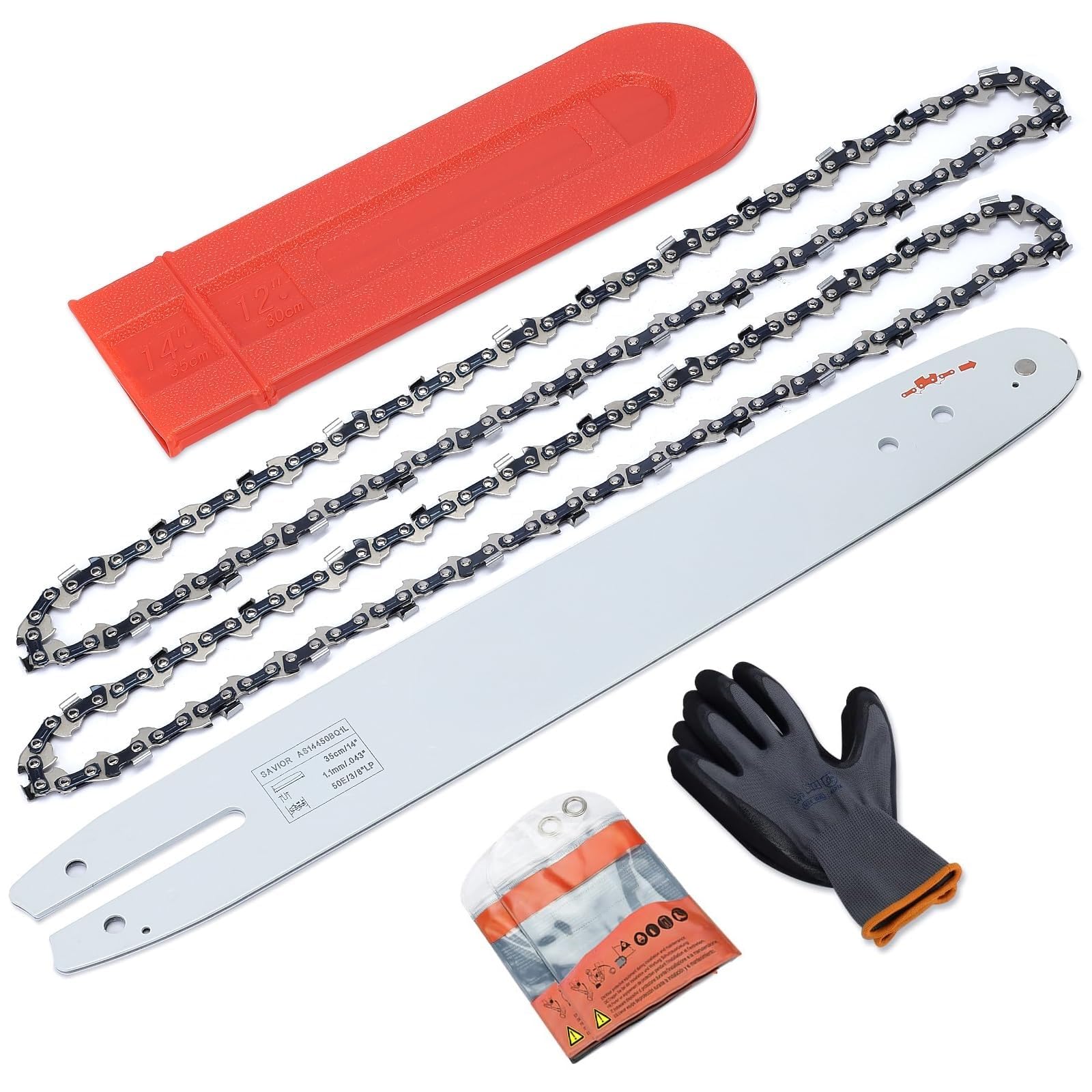 SAVIOR Confezione da 2 catene per motoseghe da 30 cm per motoseghe e protezione spada per Stihl 30050083405/36700000064, catena di ricambio 1/4" LP 1,1 mm, 64 maglie di trazione