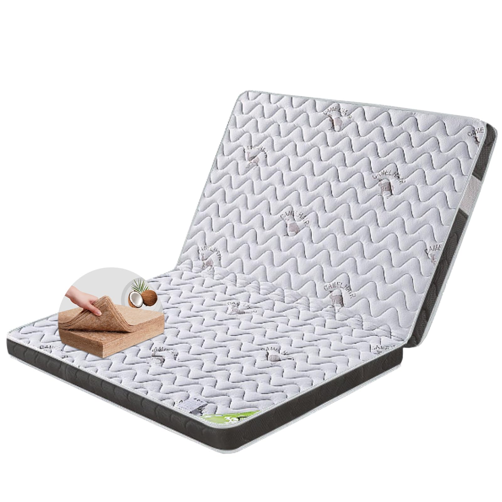 Mocna nakładka na materac z włókna kokosowego, biała, 11 cm, pełny rozmiar, wspierająca ulgę w bólu pleców, wygodna podkładka na materac podłogowy zapewnia optymalną jakość snu