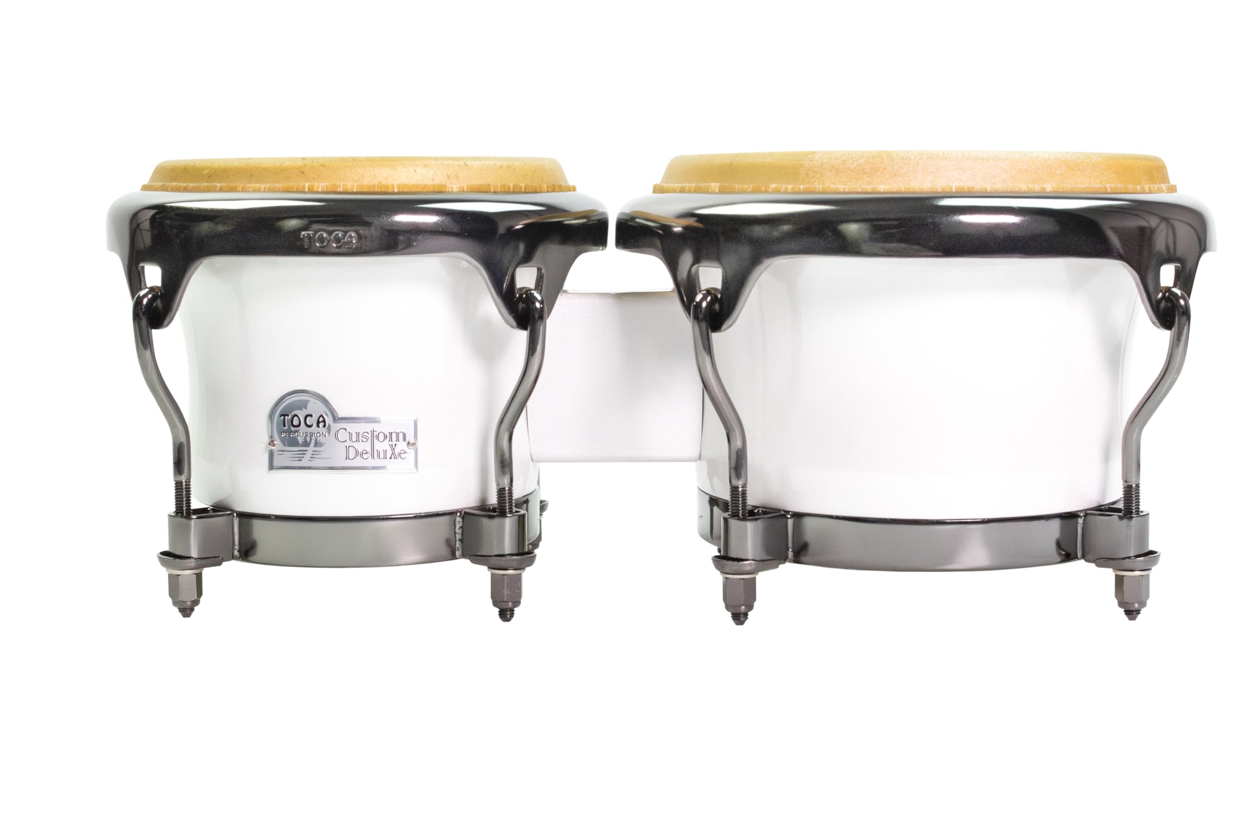 TOCA CUSTOM DELUXE BONGOS - FIBERGLASS, MAGARITA BLANCA, BLACK CHROME 4600FMB
