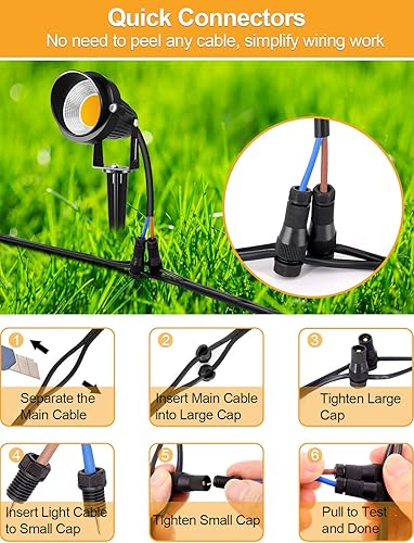 Miniatura 5 de ZUCKEO Luces LED de bajo voltaje de 5 W con temporizador transformador de 12 V 24 V, kit de iluminación de paisaje al aire libre con conector, focos