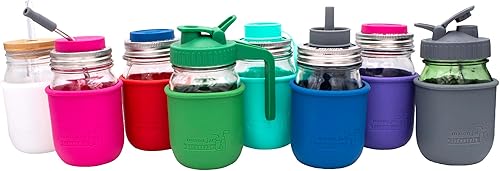 Miniatura 7 de Mason Jar Lifestyle - Pinta de boca regular, fundas de silicona de 16 onzas para proteger la bola, Kerr y tarros de conservas (2, azul profundo)