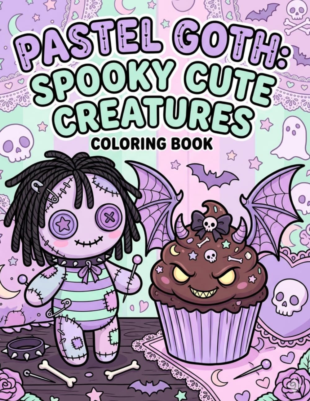 Libro de Colorear Pastel Goth: Dibujos Tiernos y Espeluznantes de Criaturas Místicas, Vampiros y Hombres Lobo en Estilo Chibi | Regalo de Terror Lindo para Adultos, Jóvenes y Adolescente