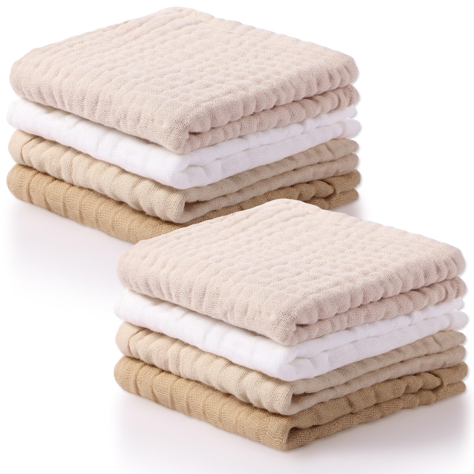 SmoothNovelty 8 paños para bebé recién nacido de 12 x 12 pulgadas, toallas faciales de muselina de algodón absorbentes para piel delicada, tela de muselina suave, reutilizable, regalo de baby shower,