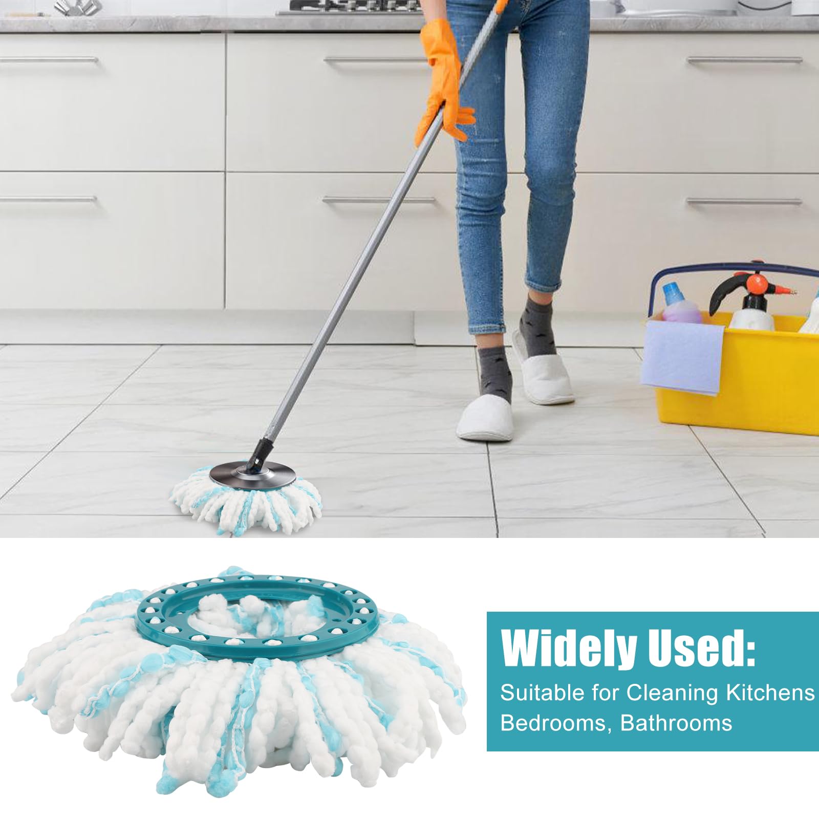 4 Pezzi per Leifheit Twist Disc Mop Ergo Ricambio Mocio Kit, Sistema a 2 Fibre Rotomop Clean Twist Disc Mop Active Ricariche, Testina Sostitutiva in Microfibra Adatto a Tutti i Pavimenti