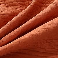 Vista 7 de WINLIFE - Funda de almohada acolchada 100 % de algodón con estampado floral (Estándar, Naranja Quemado)