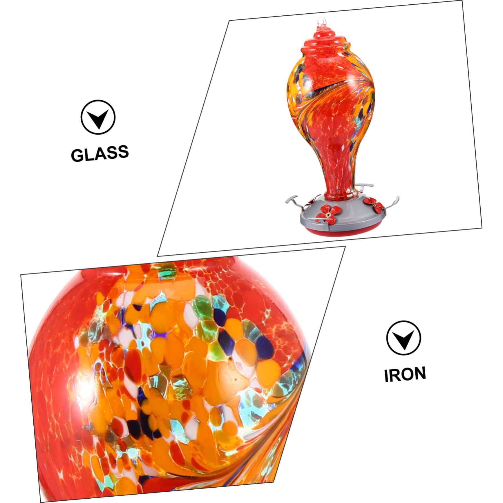 Yardwe Kreatives Hängendes Vogelfutterhaus aus Glas und Eisen mit Blumenform Sicher für Kleine Singvögel und Kanarienvögel im Garten und Außenbereich