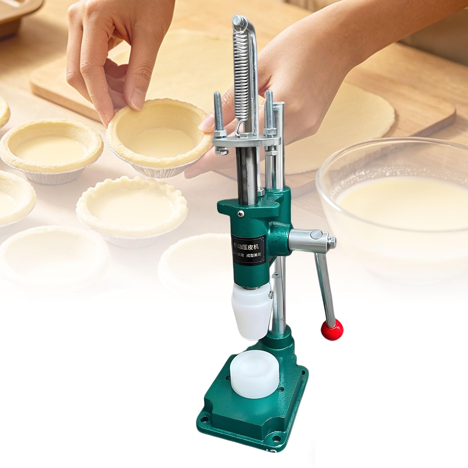 Ymnogjie Tart Press Machine,Adjustable Thickness for Custard Tarts,Pie Crusts,and Waffle Cones B04