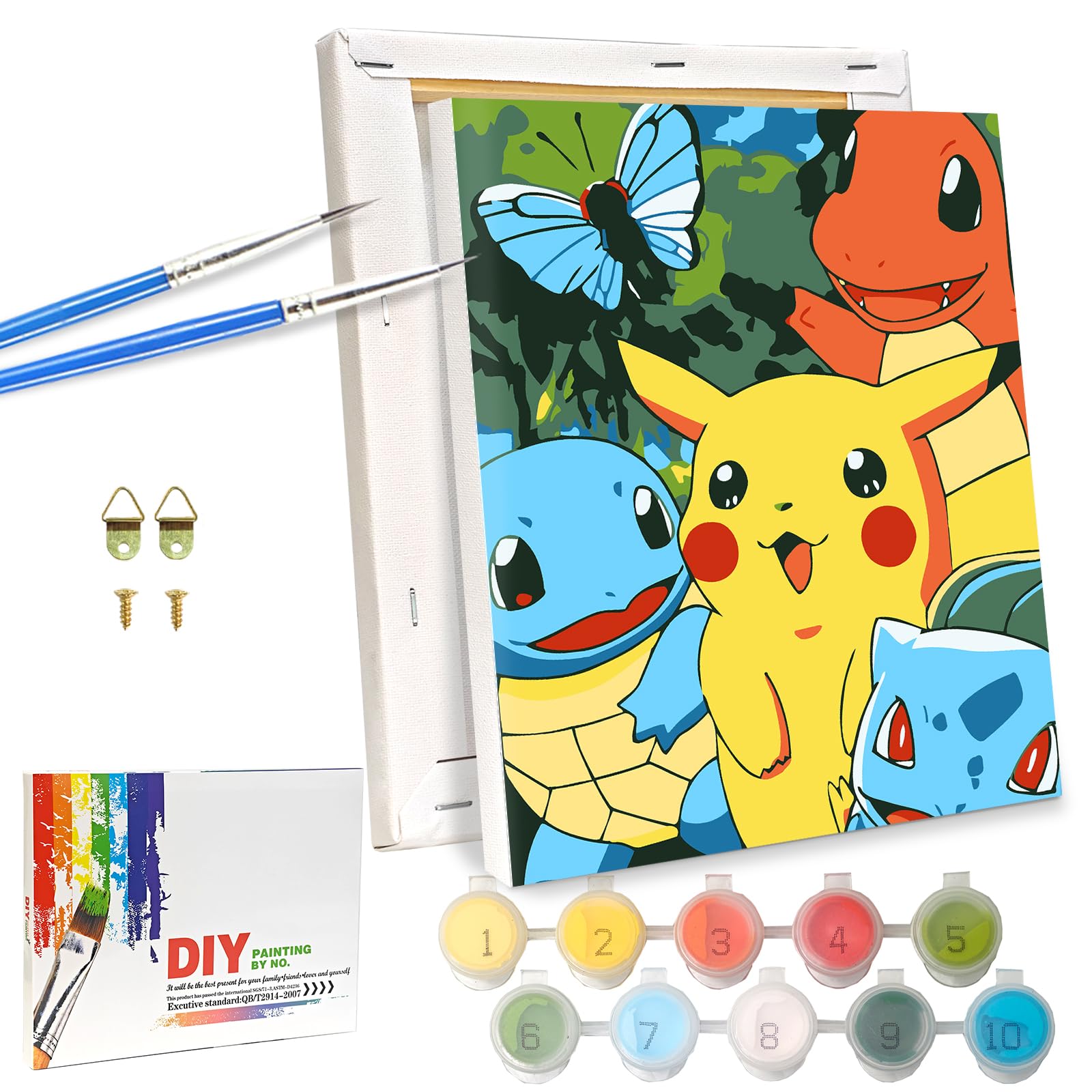 LAISU Malen Nach Zahlen mit Rahmen für Kinder, Junior und Erwachsene Anfänger, 18x24cm Kleine Cartoon Painting, DIY Gemälde Basteln Set mit Leinwand Pinseln Acrylfarben für Jungen Mädchen ab 6 Jahre
