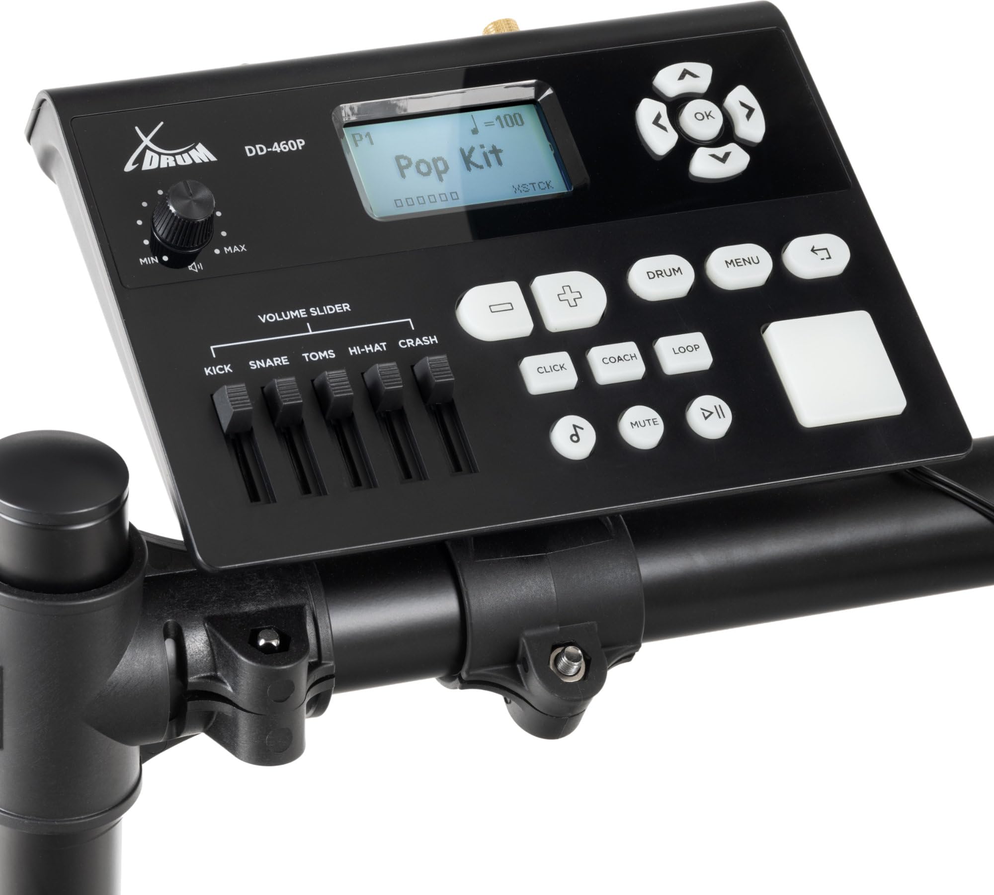 XDrum DD-460P E-Drum Kit, Batteria elettronica con Mesh Heads, Incluso rack | 1x 8" Snarepad Dual-Zone, 1x 8" Kickpad, 3x 8" Tompad Single-Zone, 3x 10" Pad piatti Dual-Zone, Tutti i piatti stoppabili