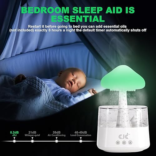 Miniatura 4 de Humidifiers for Bedroom, 7 Color-Changing Led Night Lights, Aromatherapy Essential Oil Diffusers, Bedside Mushroom Water Drip Cloud Diffuser