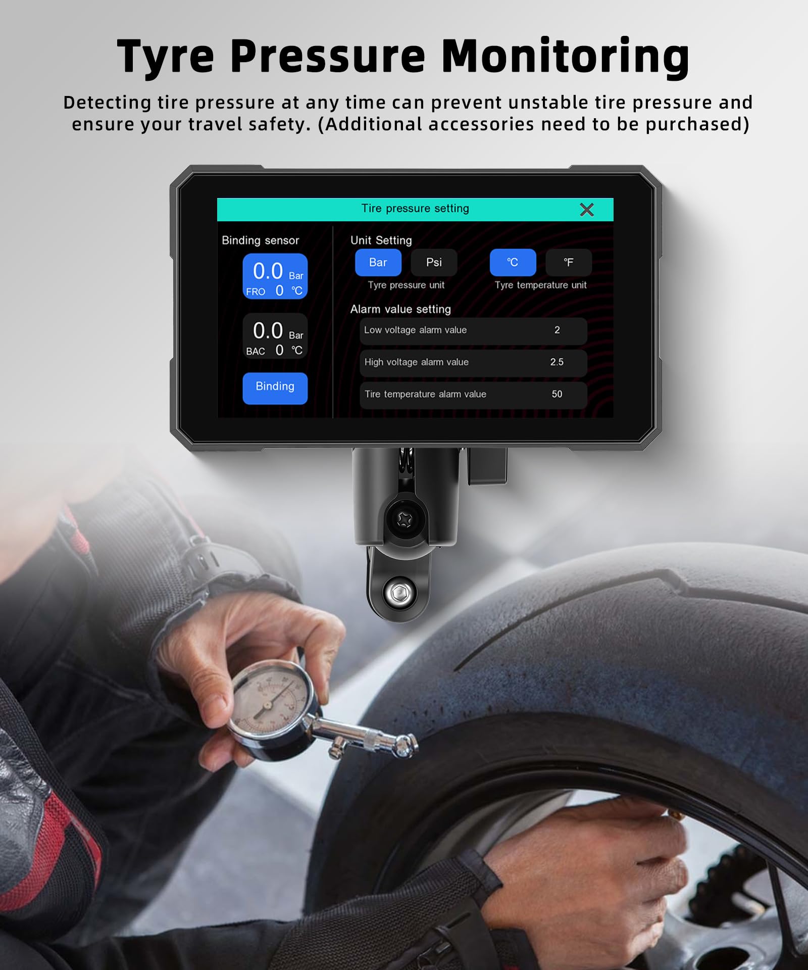 CarPlay Wireless per moto 5 pollici IPS Touchscreen Wireless Android Auto, touch screen impermeabile portatile Car Play, GPS CarPlay per moto, controllo vocale di sicurezza, controllo della pressione