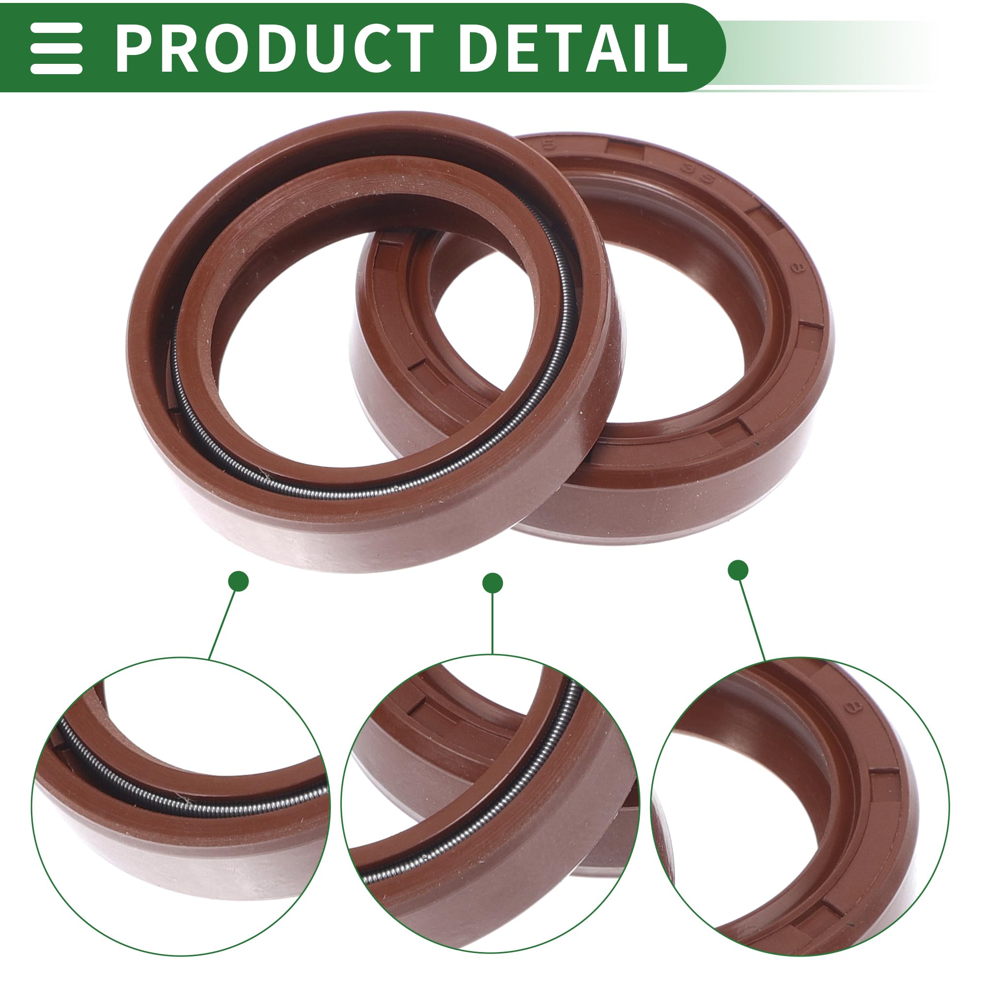 Universelle Öldichtung TC Doppellippe mit Stahlfeder Dichtungsring Rotierende Wellendichtung 25x35x8mm Hochdruck FKM Gummi Braun 5 Stück