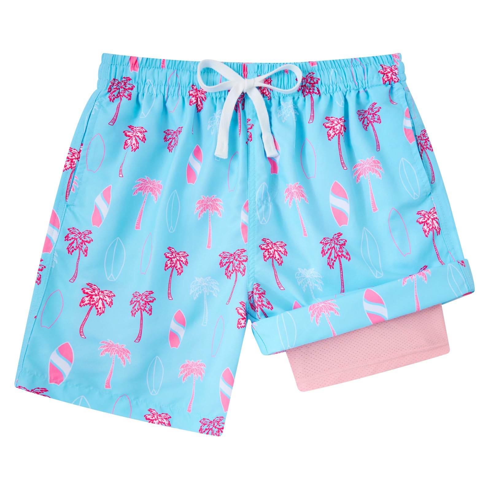 TUONROAD Boys Swim Trunks with Compression Liner Quick Dry Board Shorts with Boxer Brief Lined Bathing Suit 8-20 Years