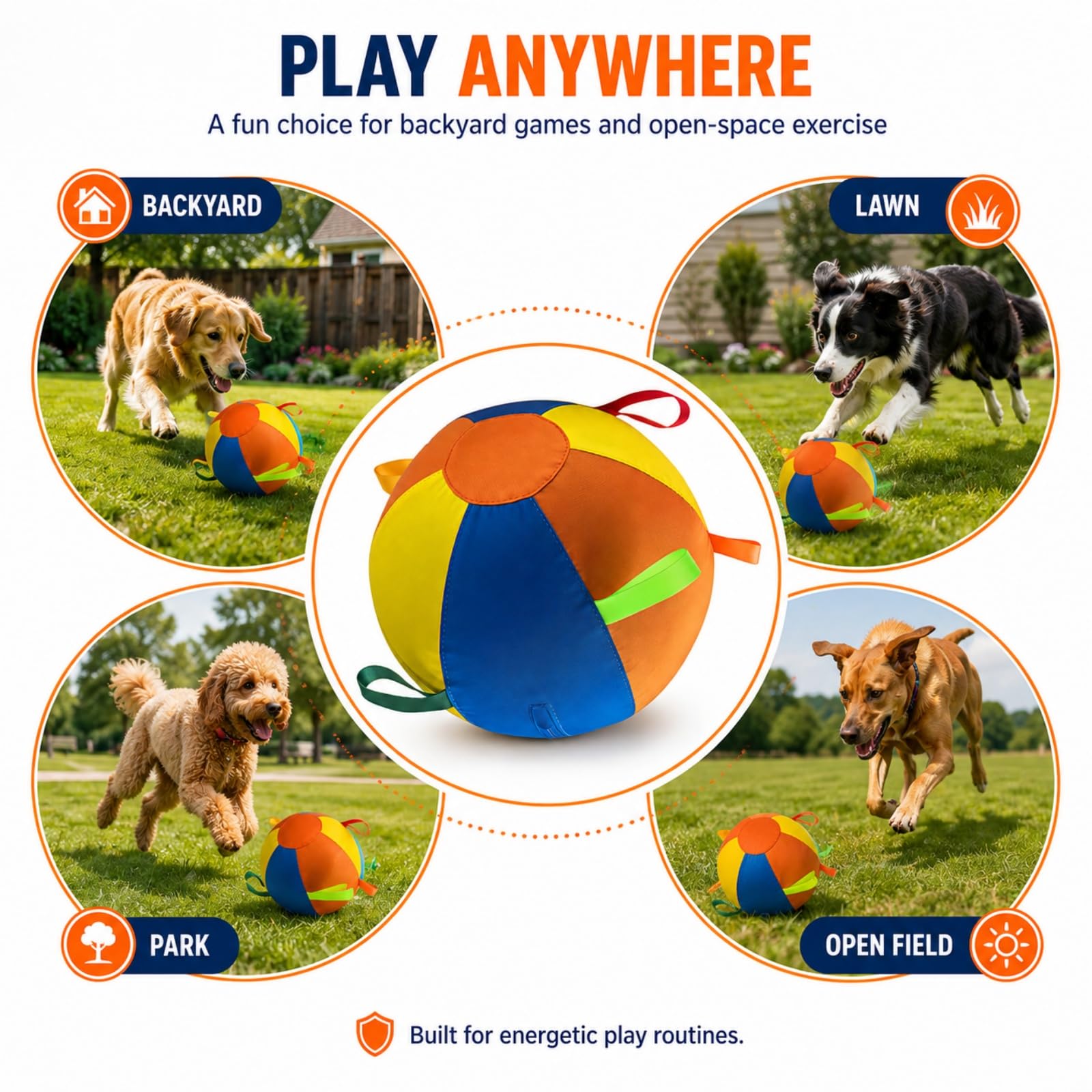 Generisch Herding Ball für Hunde – Interaktiver Hundespielzeugball für Aktive Hütehunde & Große Rassen, Bissfestes Trainingsspielzeug für den Täglichen Gebrauch (D, M(45cm))