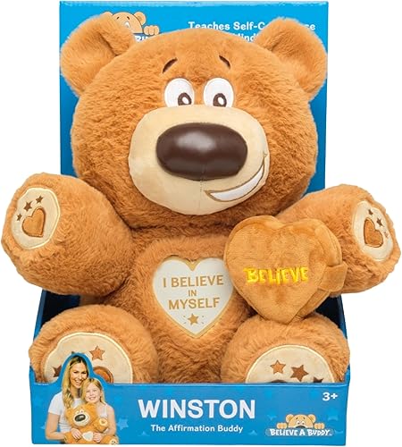 Believe a Buddy - Oso de peluche grande con 52 tarjetas de afirmación positiva