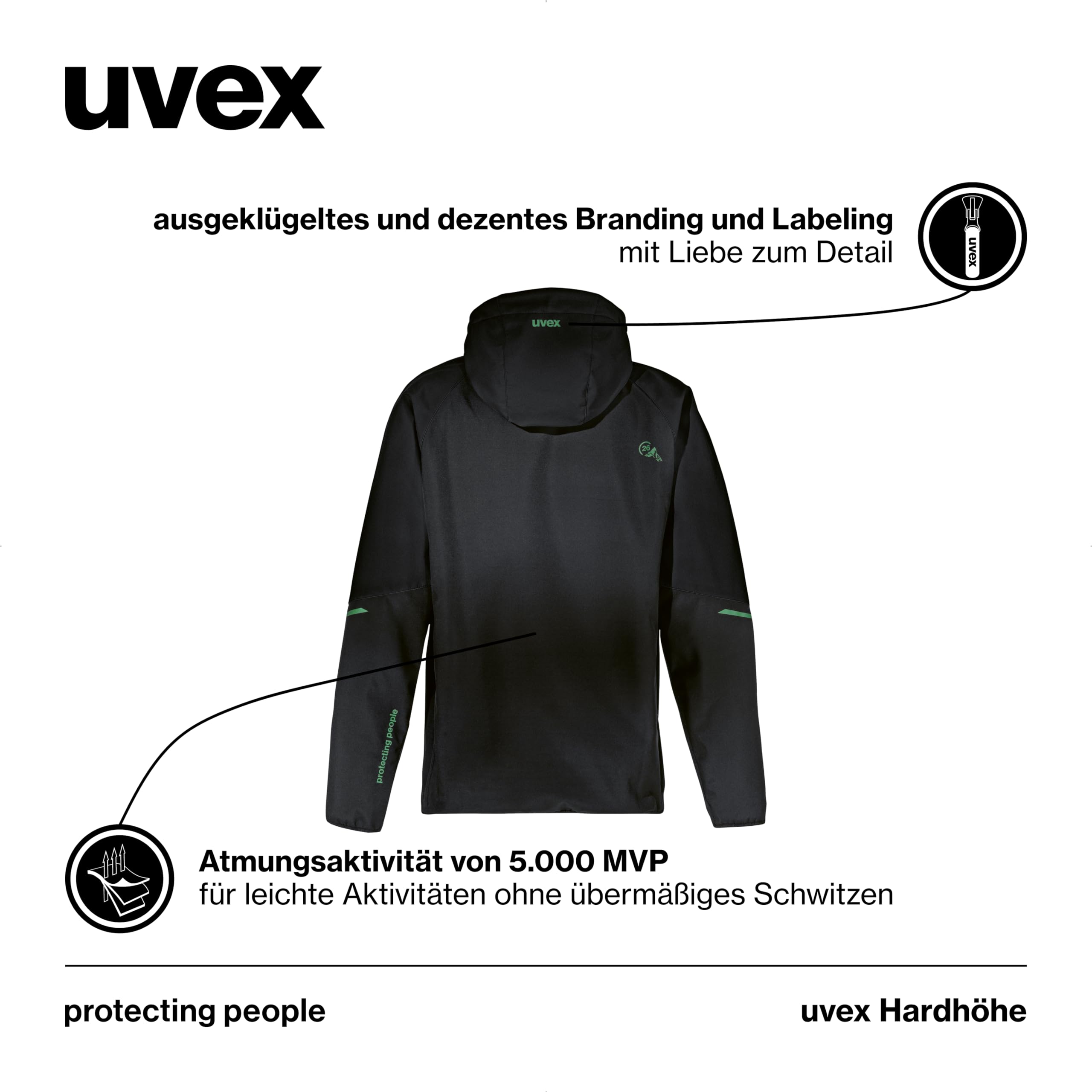 Uvex Hardhöhe Softshell Jacket - Wodoodporna kurtka rekreacyjna wykonana z poliestru pochodzącego z recyklingu