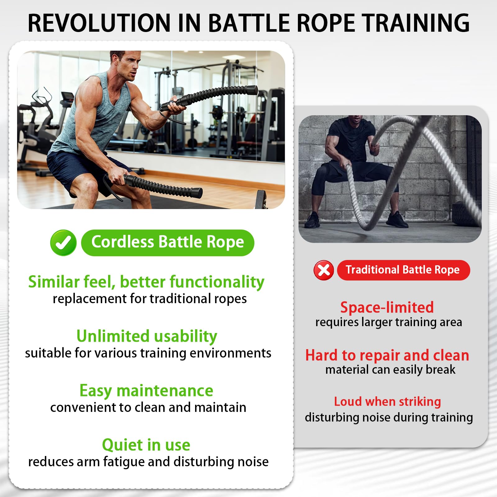 Corde de Battle Rope PONDÉRÉE sans corde longue, Corde d’entraînement portable haute résistance, idéale pour le renforcement musculaire et l’endurance, adaptée aux débutants et confirmés