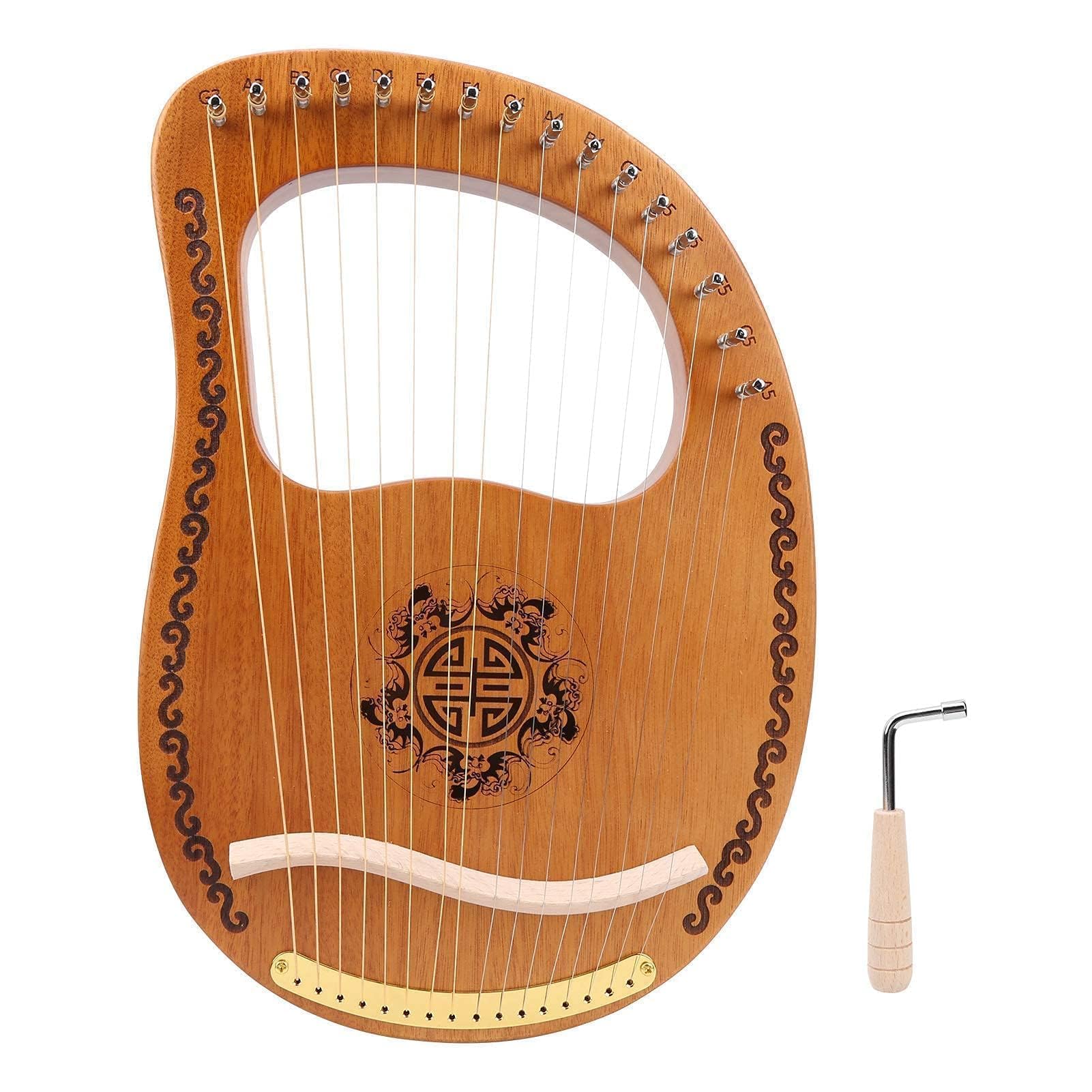 Arpa portátil 16 cuerdas pequeño arpa caoba Okoman madera instrumento musical principiante -16