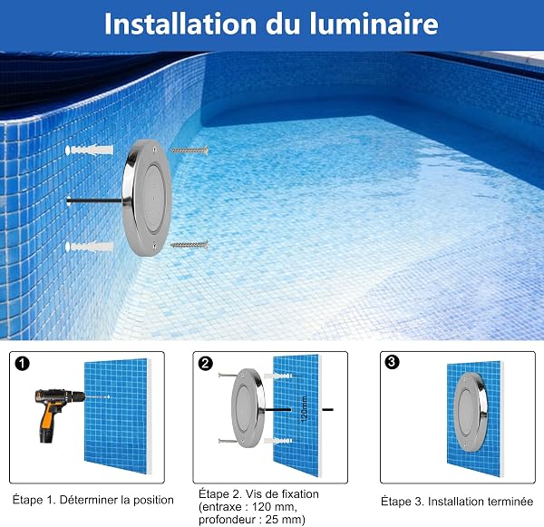 COOLWEST Projecteur Piscine LED Remplie de Résine, 18W Lampe Piscine RGB Multicolore Synchroniseur Externe avec Télécommande, Boîtier en Acier Inoxydable, IP68 étanche, 24V DC, Montage en Surface - 5