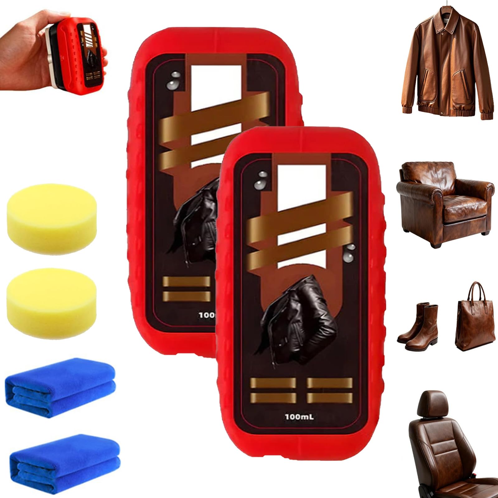 2-in-1 Leather Cleaner and Conditioner Leather Furniture Cleaner and Conditioner Deep Leather Repair Care Restores Softness Car Interior
