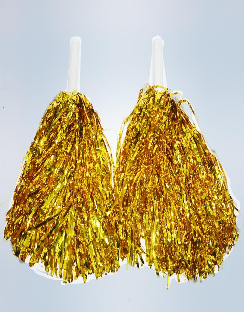 Funcart Cheering Pom Pom Golden Color(2pcs/pack), Metallic Cheerleading Pom Poms with Baton Handle Cheerleader Pompom Foil Cheer Pom Poms Cheering Squad Hand Flowers for Adults Team Spirit Sports Party Cheering (B0CSWP4VQC) Amazon Price History, Amazon Price Tracker