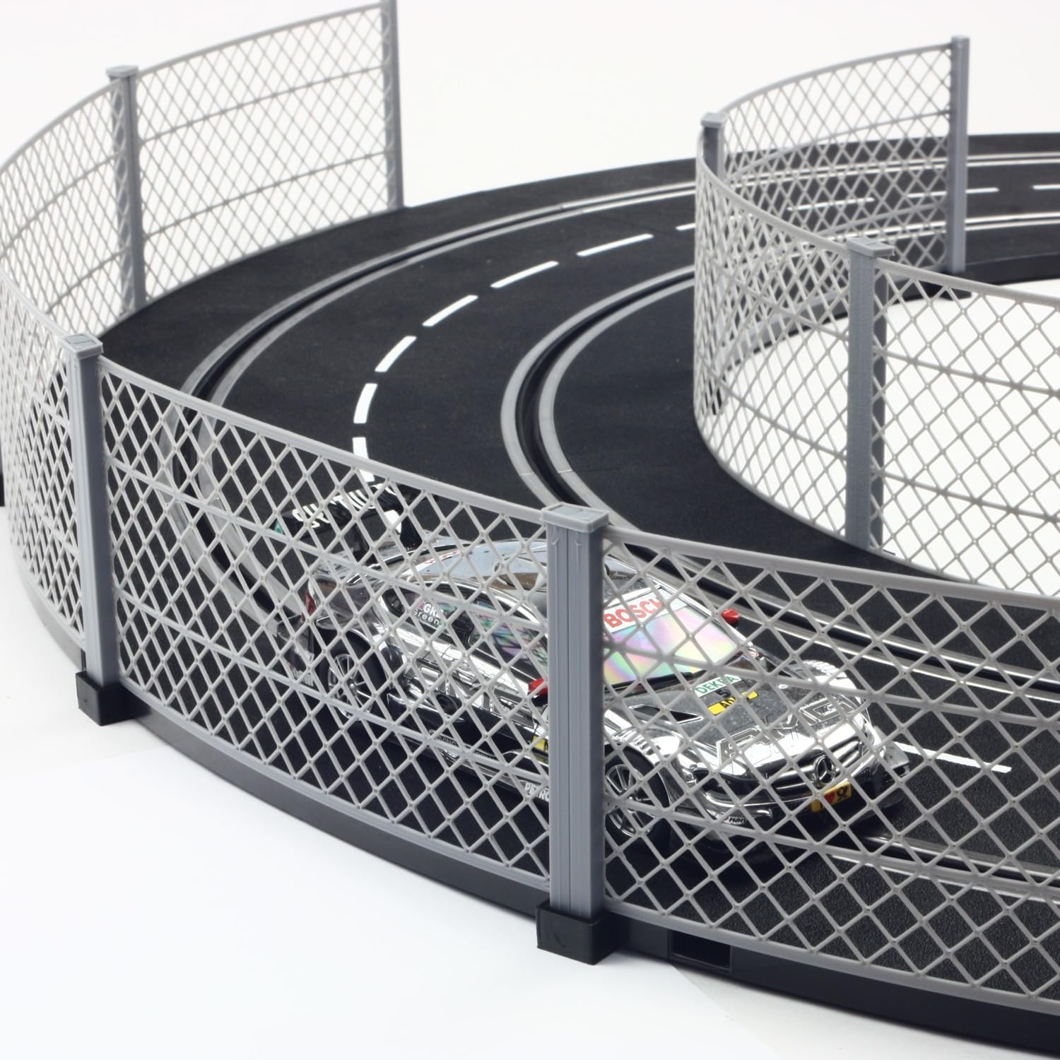 Overdrive-Racing Fangzaun System 10m kompatibel mit Carrera Digital 124 132 EVO Kurven Geraden Zaun Bande Slotcar