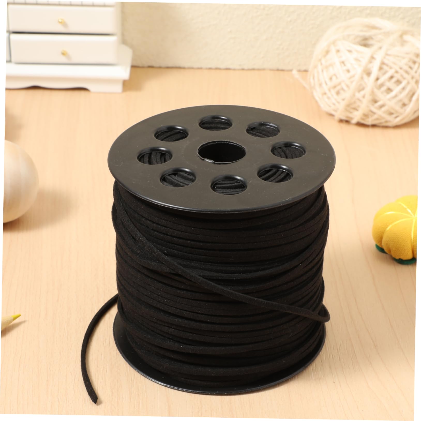 SHINEOFI 3rotoli Filo Pelle Sintetica Da Cordino Per Creazioni Bracciali e Collane Materiale Suede Finto Nero
