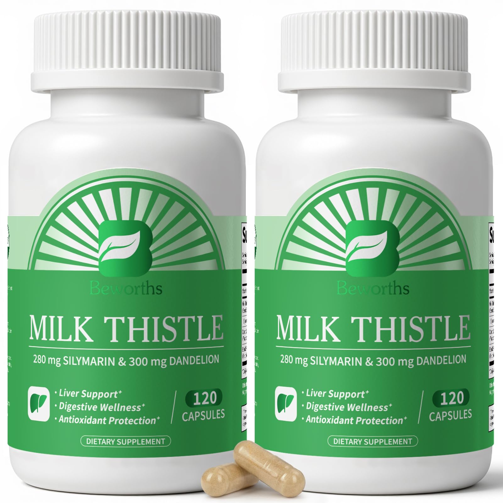 Milk Thistle Supplement, 80% Silymarin & Dandelion Root, 240 Caps 240 Count (Pack of 1)