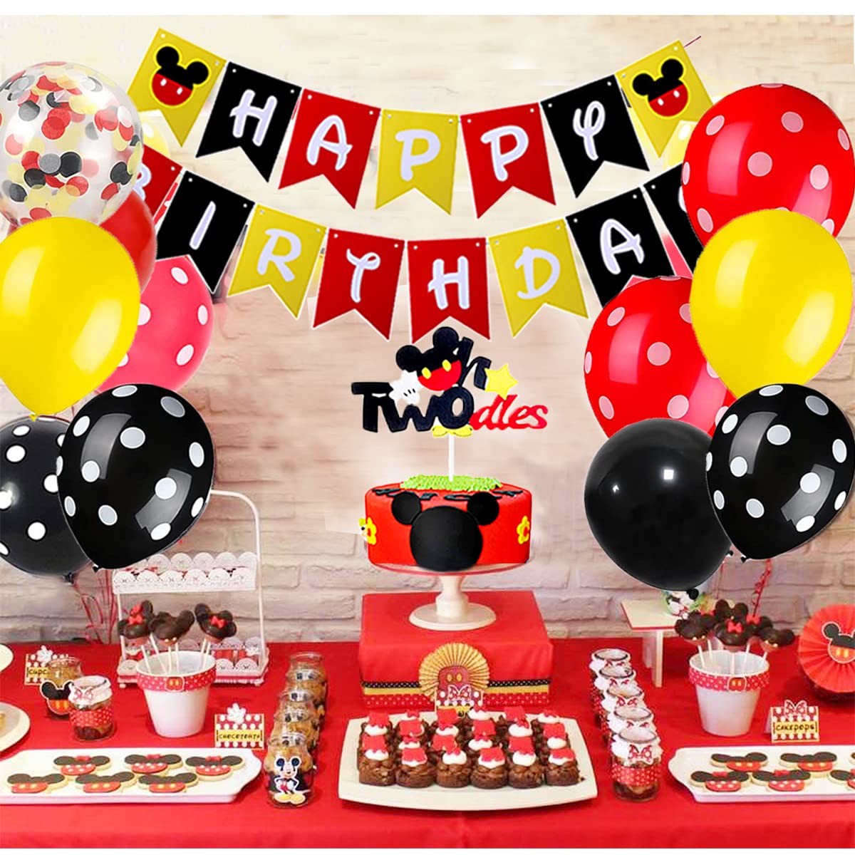 Amazon.com: Dilyreke Red 2nd Birthday Mouse Themed Party  
