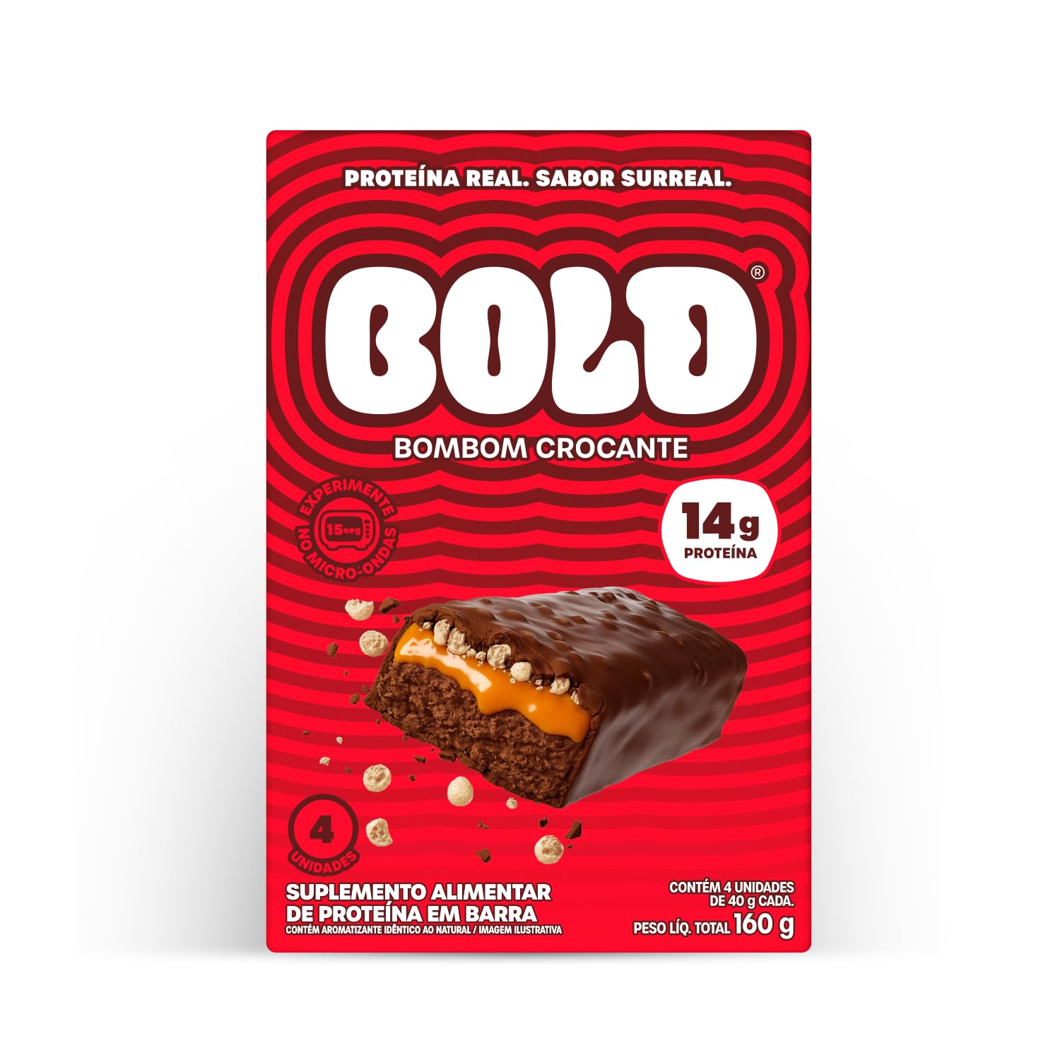 Bold Barra de Proteina Bombom Crocante 14g Kit com 4 Unidades